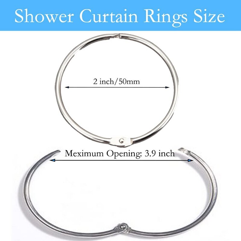 Anneaux de rideau de douche, Pack de 12, crochets de rideau ronds, glissant sans effort sur tiges de douche pour salle de bain