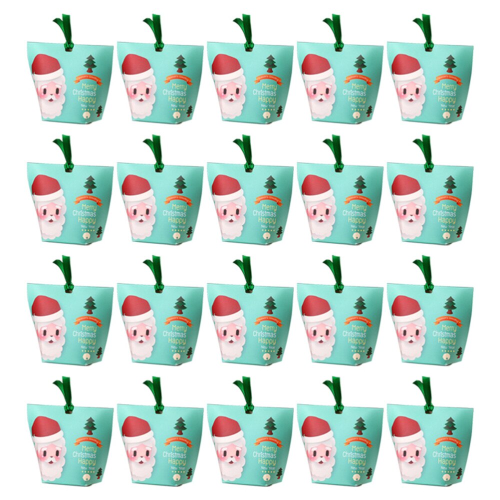 25pcs Christmas Biscuits Box Adorable Cookies Chocolate Cases Xmas Elements Presents Boxes for Home Party Festival (Red, Ek Patt