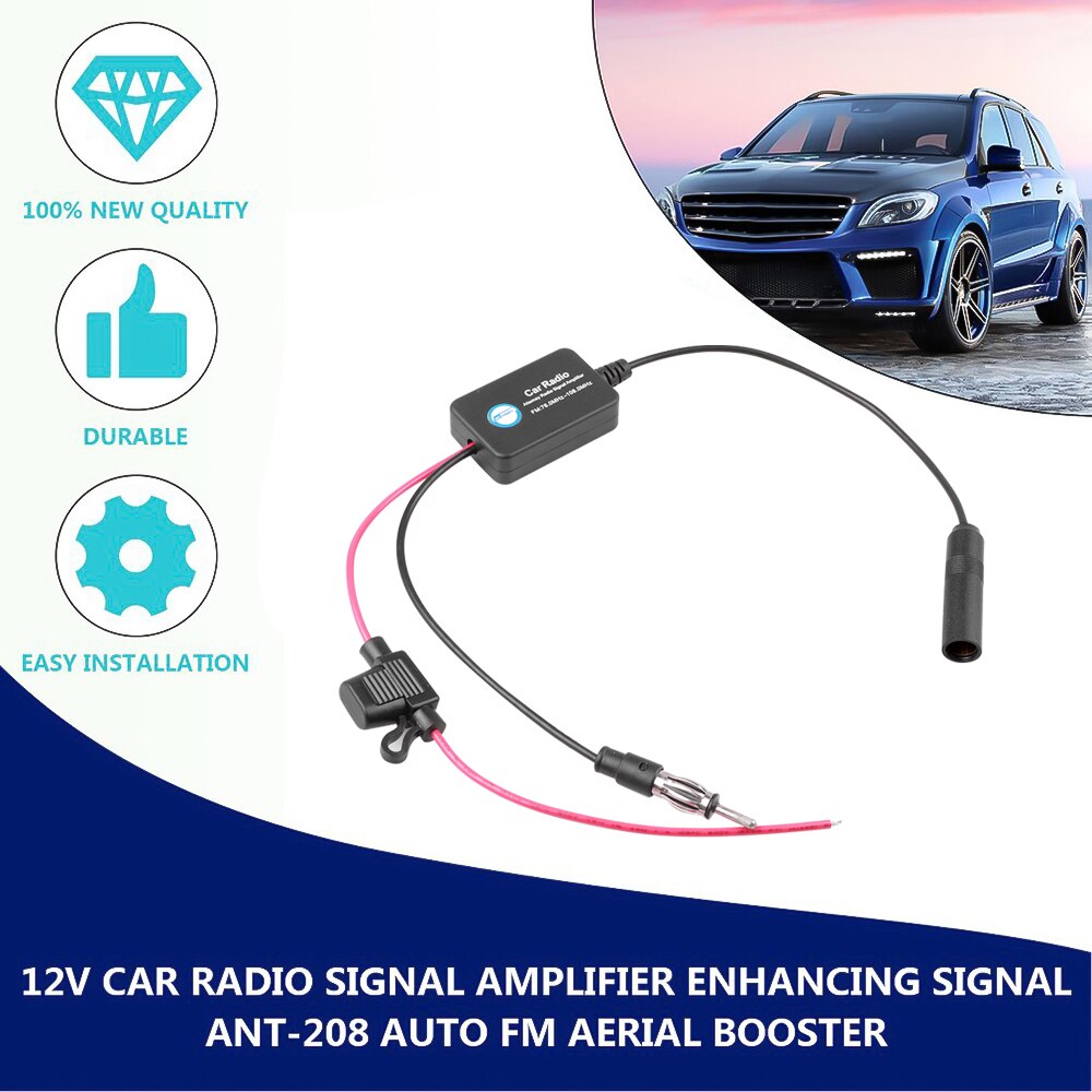 12V Auto Car Radio FM Antenna Signal Amplifier Booster For Marine Car Vehicle FM Amplifier 88-108MHz