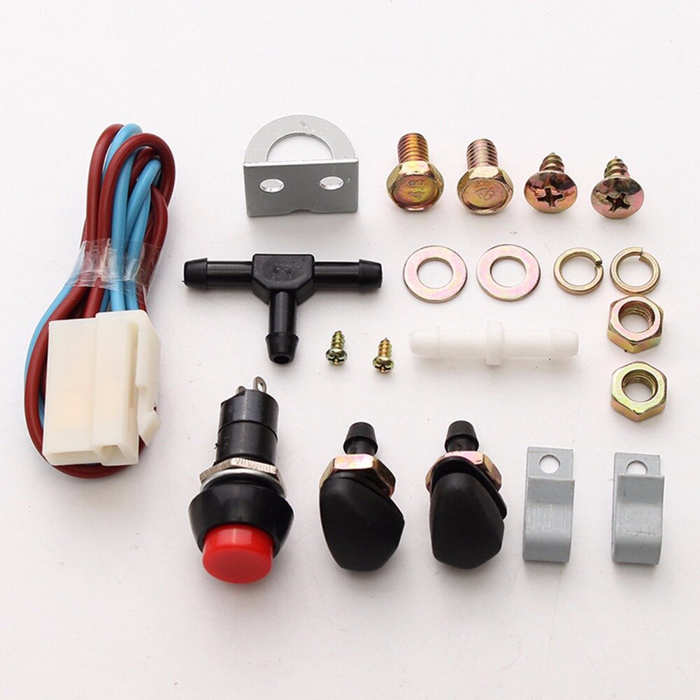 For 12V 1.8L Universal Windshield Wiper System Reservoir Washer Pump Bottle Tank Kit Car Accessories