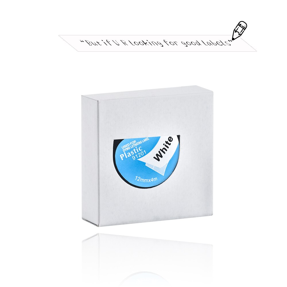 Yance 91201 kompatibel til dymo letratag plastiktape 12mm*4m sort på hvid  lt 91331 91330 18769 18771 til lt -100t etiketmaskine