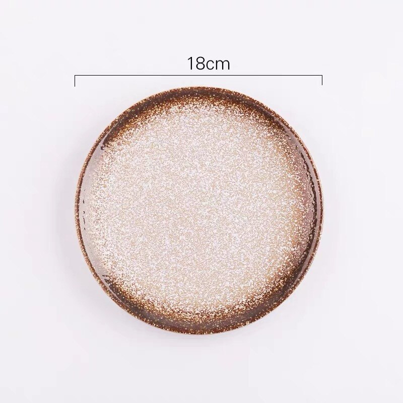 Japanese Style Ceramic Retro Dessert Dish Vintage Dinner Plate Home Kitchen Breakfast Steak Plate Restaurant Dinnerware: 7 Inch A