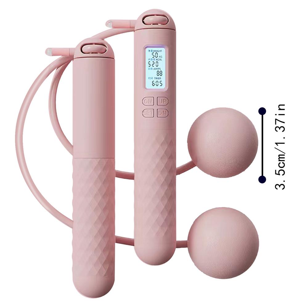 Cuerda de saltar ponderada, cuerda de saltar sin cuerda para Fitness con contador inteligente, cuerda de saltar inalámbrica para accesorios de Fitness: Rosa