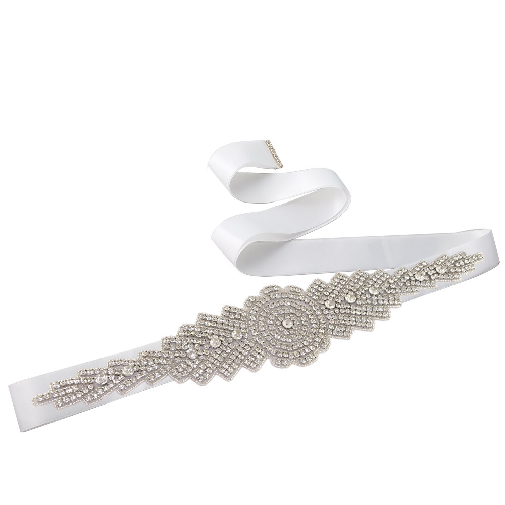 ZMS23 Wedding Dress Ivory Bride's Accessories Belt Bridemaid Brides Dresses Glitter Bridal Diamond Sash Women's Belts: white