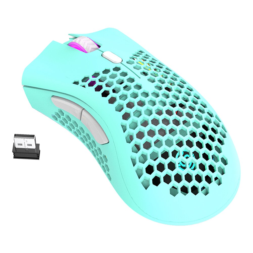 BM600 2.4GHz Wirelees Gaming Mouse 1600DPI Adjustable Honeycomb Gamer Mice 7 Buttons RGB Backlight Computer Mouse: Blue