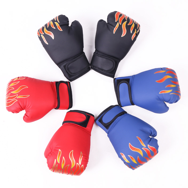 Guantes de boxeo de cuero PU para niños y adultos, guantes de entrenamiento de Kickboxing, THJ99