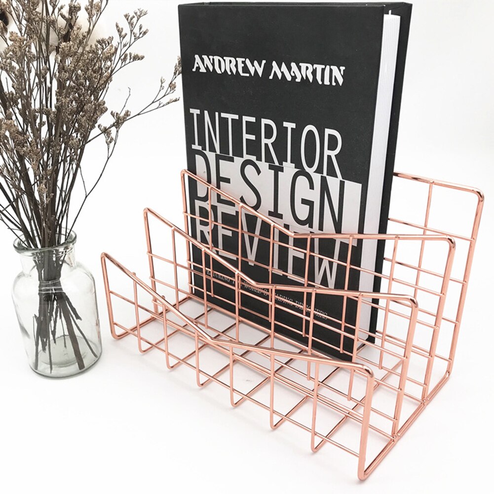 Office Paper Desktop Organizer Document File Letter Book Brochure Tray Stand Metal Mesh Magazine Layered Storage Rack Shelf