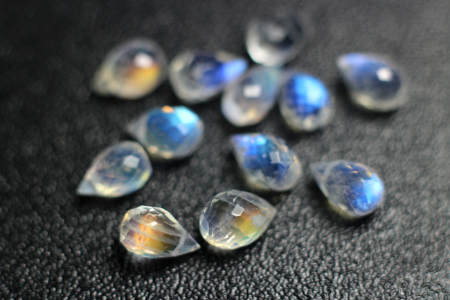 one piece AA loose beads white blue rainbow moonstone faceted 10-11mm for DIY jewelry making 14inch FPPJ wholesalenature