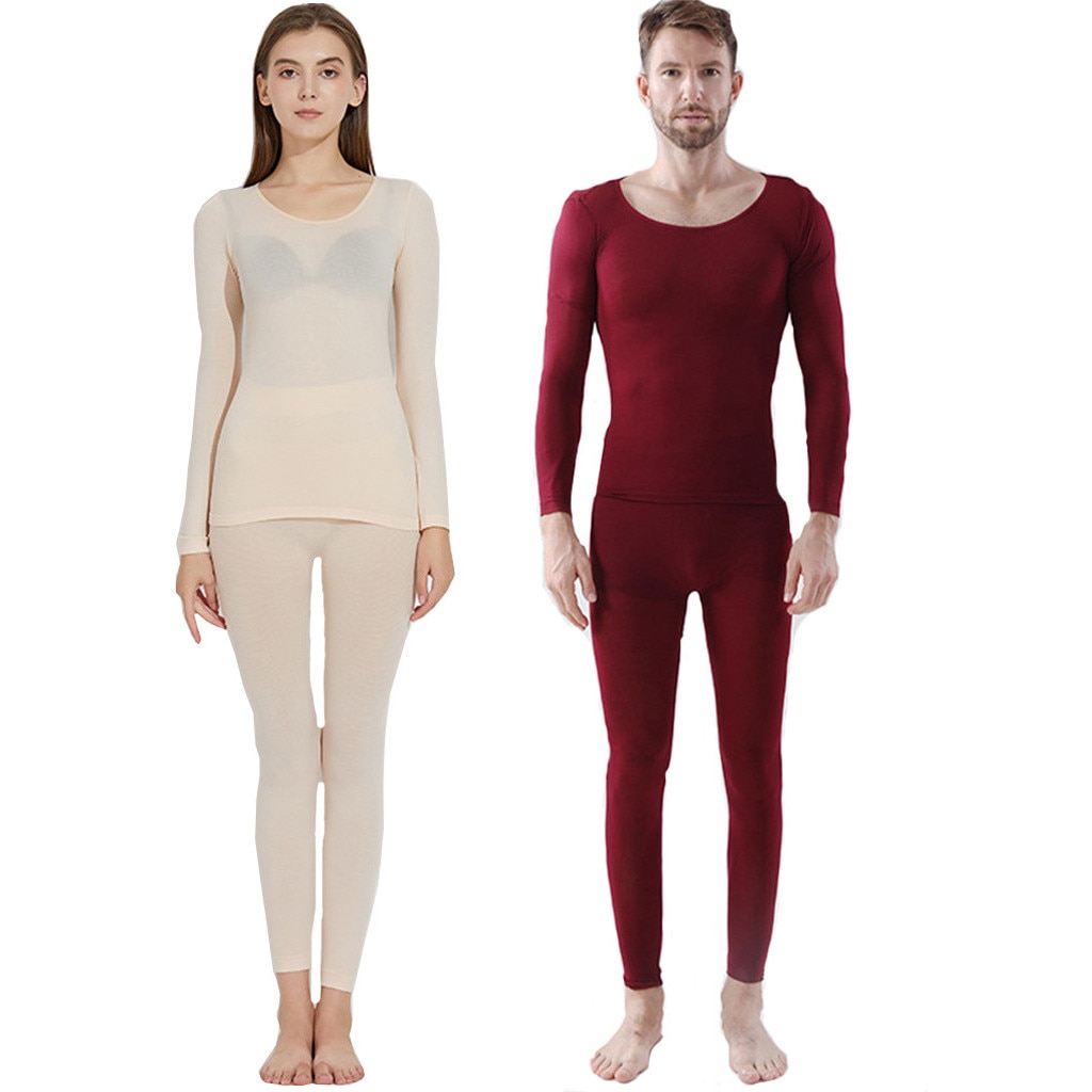 Couple Winter Thermal Underwear Seamless Elastic Underwear Set Inner Wear Underwear Couple (Top & Bottom) 3 Seconds Thermal: B