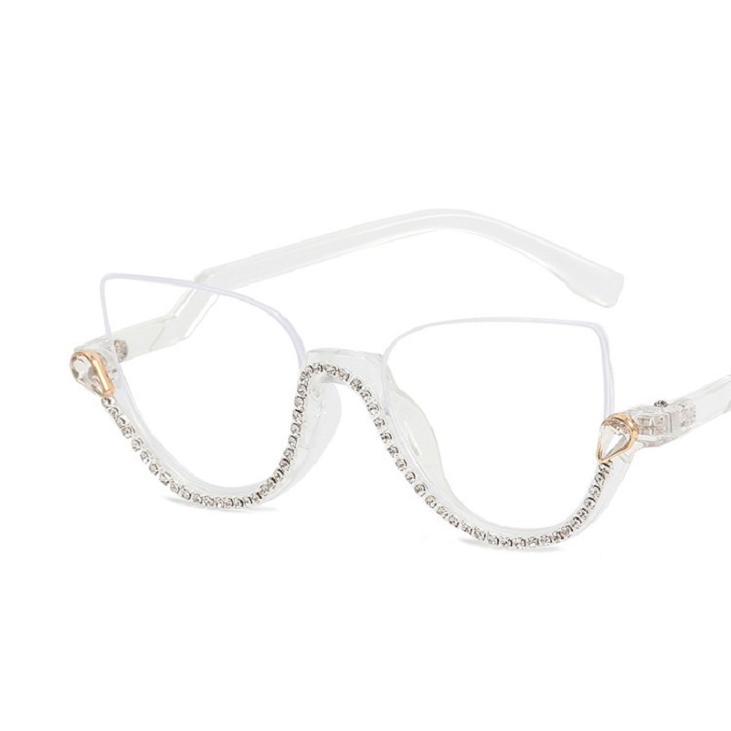 Montura de gafas graduadas de ojo de gato transparente para mujer y hombre, gafas ópticas, montura de gafas con lentes transparentes de diamante