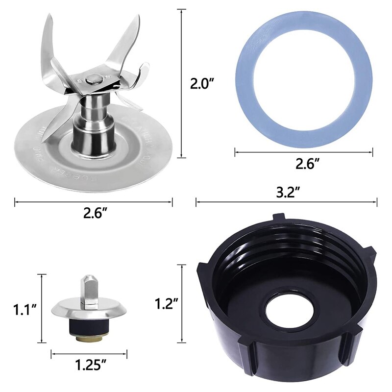 Replacement Parts with Oster Blender Ice Blades ,Bottom Cap Rubber Sealing O-Ring Gaskets Coupling Stud Slinger Pin Kit