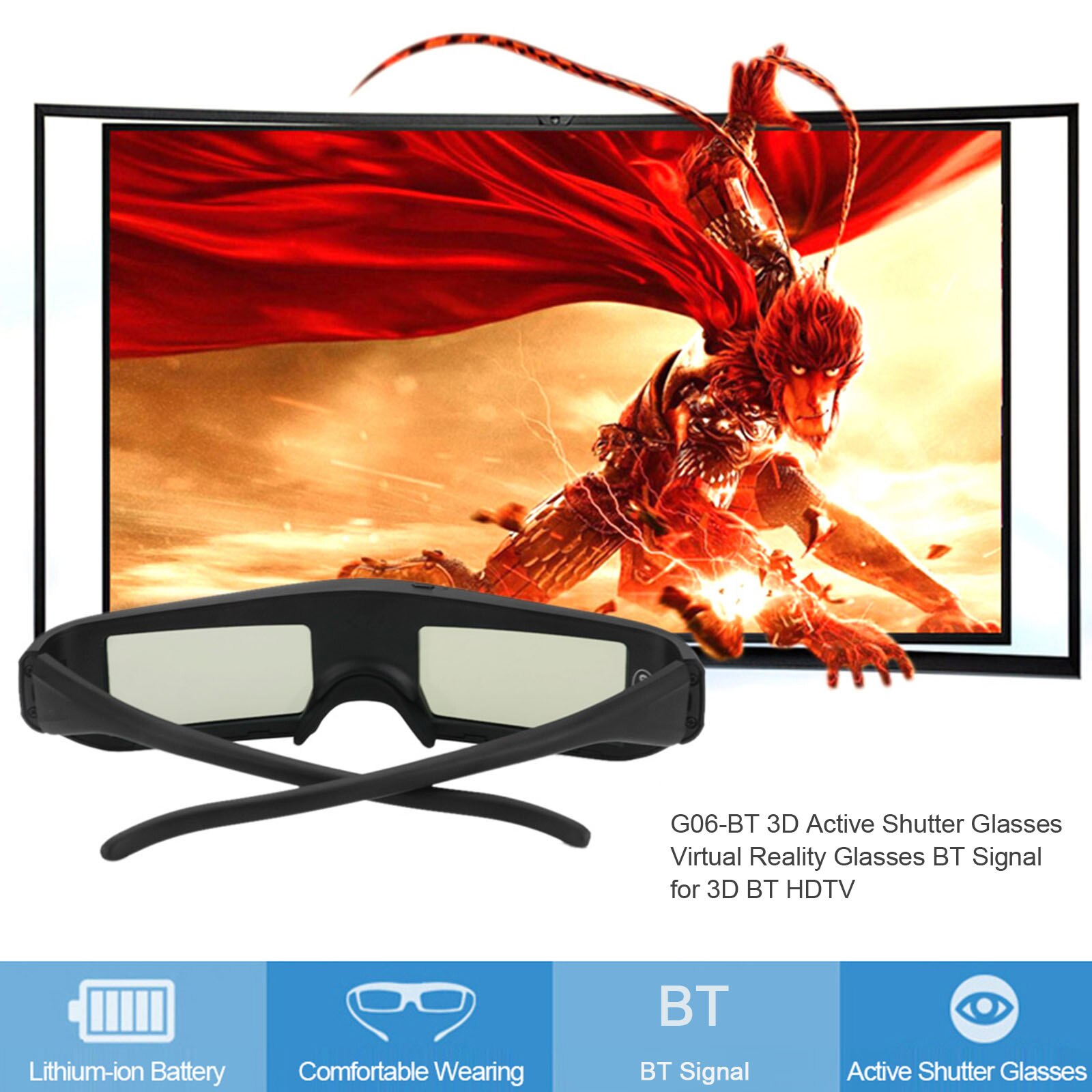 Gafas de realidad Virtual para TV LG / Sony / Mitsubishi / Sharp /Toshiba 3D, gafas con obturador activo 3D de G06-BT, BT, señal 3D