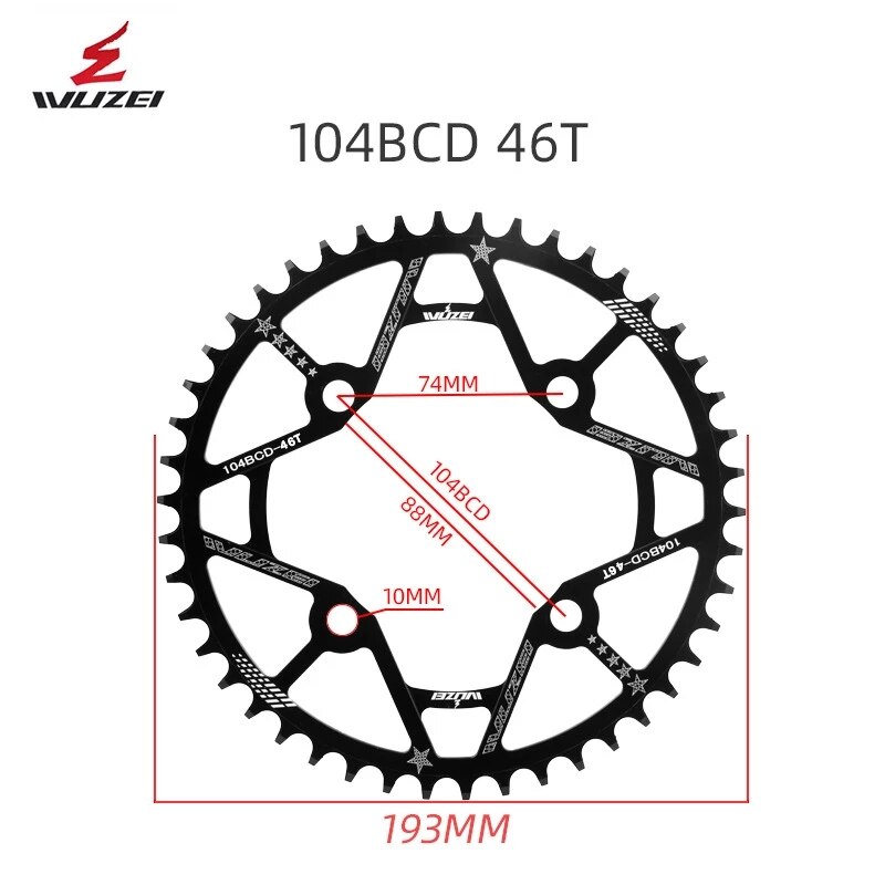 WUZEI Fahrrad Kettenblatt 30T 32T 34T 36T 38T 40T 42T 44T 46T 48T 50T 52T Kette Rad 104BCD Rabatt MTB Single Geschwindigkeit