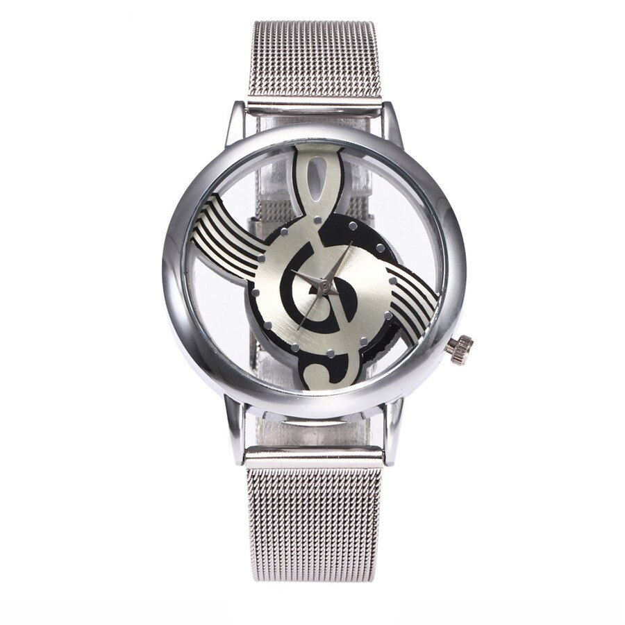 Zegarek Damski Beroemde Mannen Horloge Vrouwen Music Note Notation Horloges Roestvrij Staal Quartz Horloges: Mesh belt