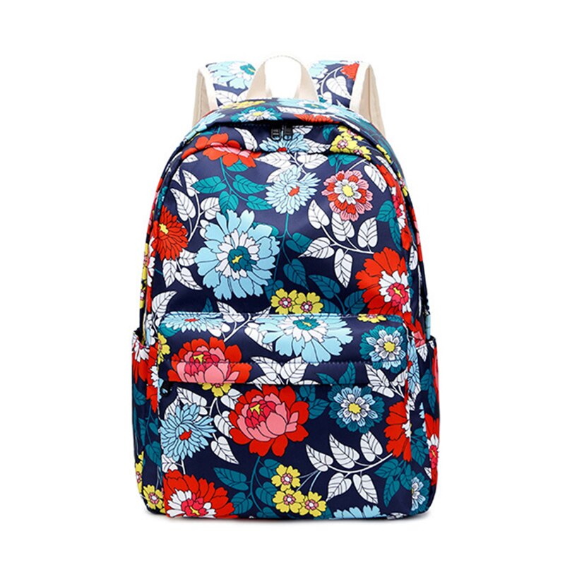 Waterdichte Bloem Afdrukken Schooltas Voor Tieners Meisjes Nylon Tas Set Vrouwen Rugzak Lunchbox Student Boek Tassen