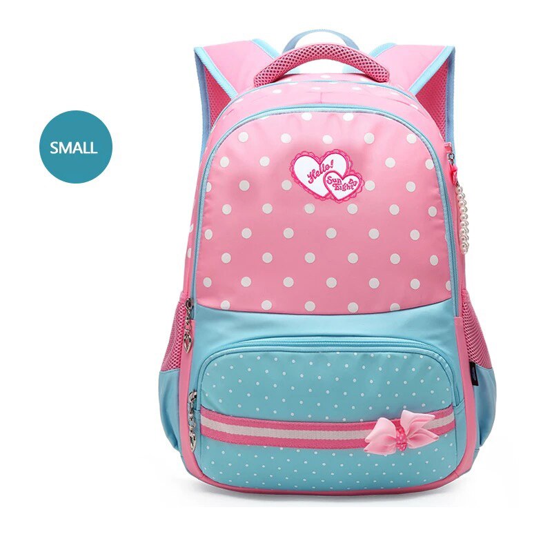 Children School Bags Beautiful Girls School Backpack Bow Decorations Waterproof Nylon School Bag Mochila escolar: Navy Small