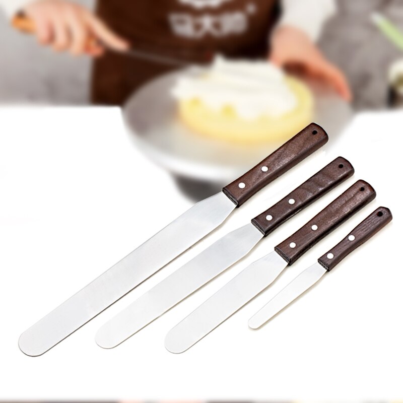 Fais Du 4 6 8 10 Inch Spatel Cake Decoreren Gereedschap Roestvrij Staal Met Houten Handvat Crèmemes Spatel Voor Cake Gladder Gladdere Glazuur