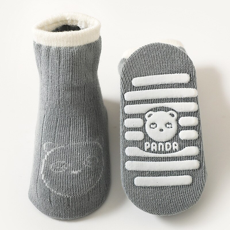 Peuter Cartoon Sokken Met Rubberen Zolen Antislip Voor Peuters Kids Sokken Baby Jongens Sok Schoenen Warme Zuigelingen Meisje herfst Winter: gray / 12-36M