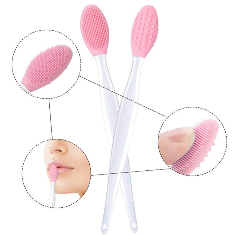 Alto Qu 2 uds los labios y la nariz cepillo de silicona exfoliante de labios cepillo de doble labio suave nariz exfoliante limpiador herramienta