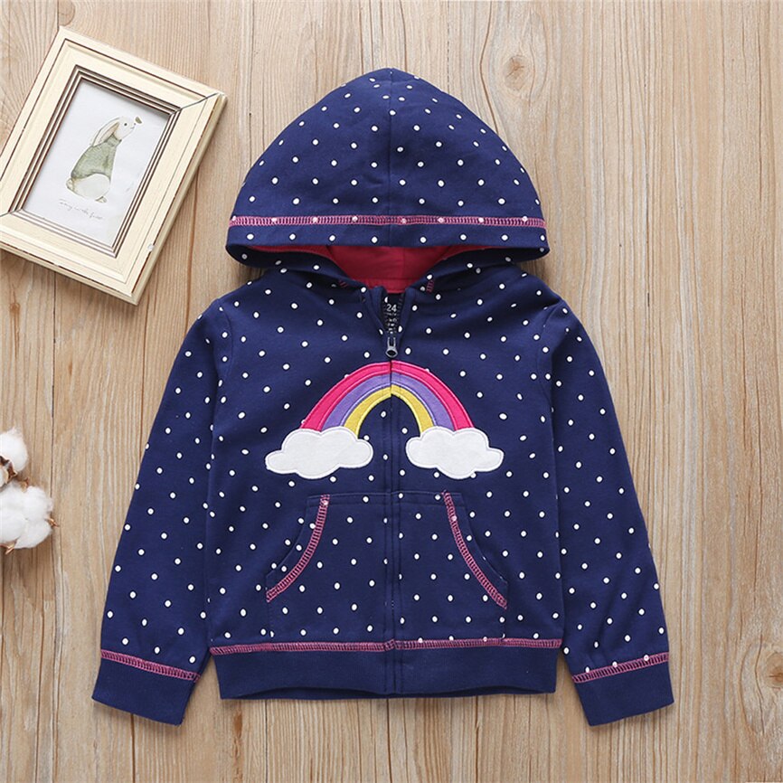 Baby Jacket Winter Toddler Kid Boys Girls Costume Hooded Dot Print Zipper Windproof Coat Rainbow Casual Keep Warm Outwear Jacket