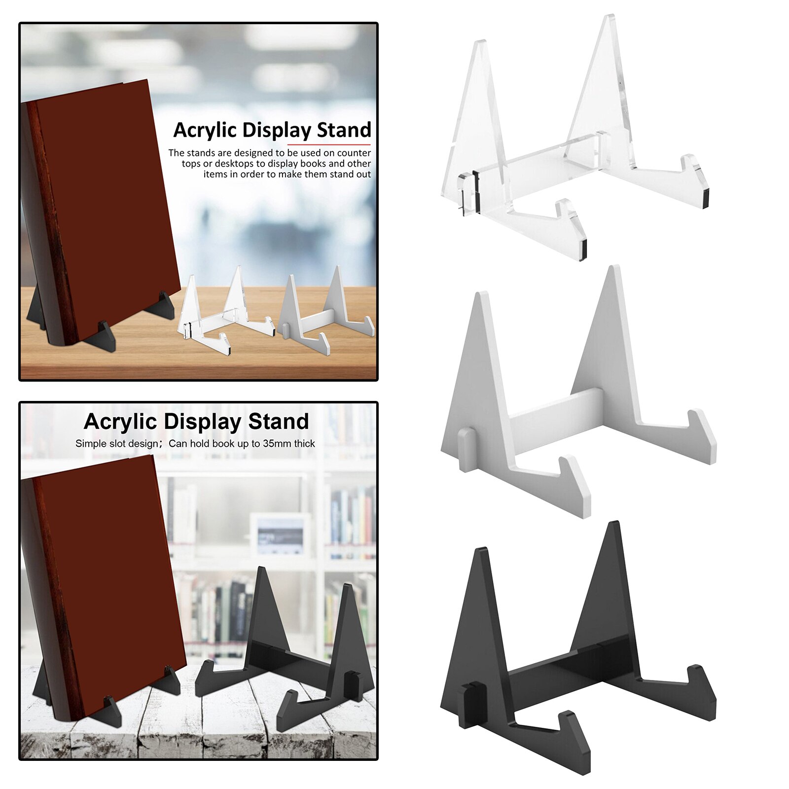 Acrylic Lazy Bookstand Photo Frame Cookbook Recipe Holder for Kitchen Countertops