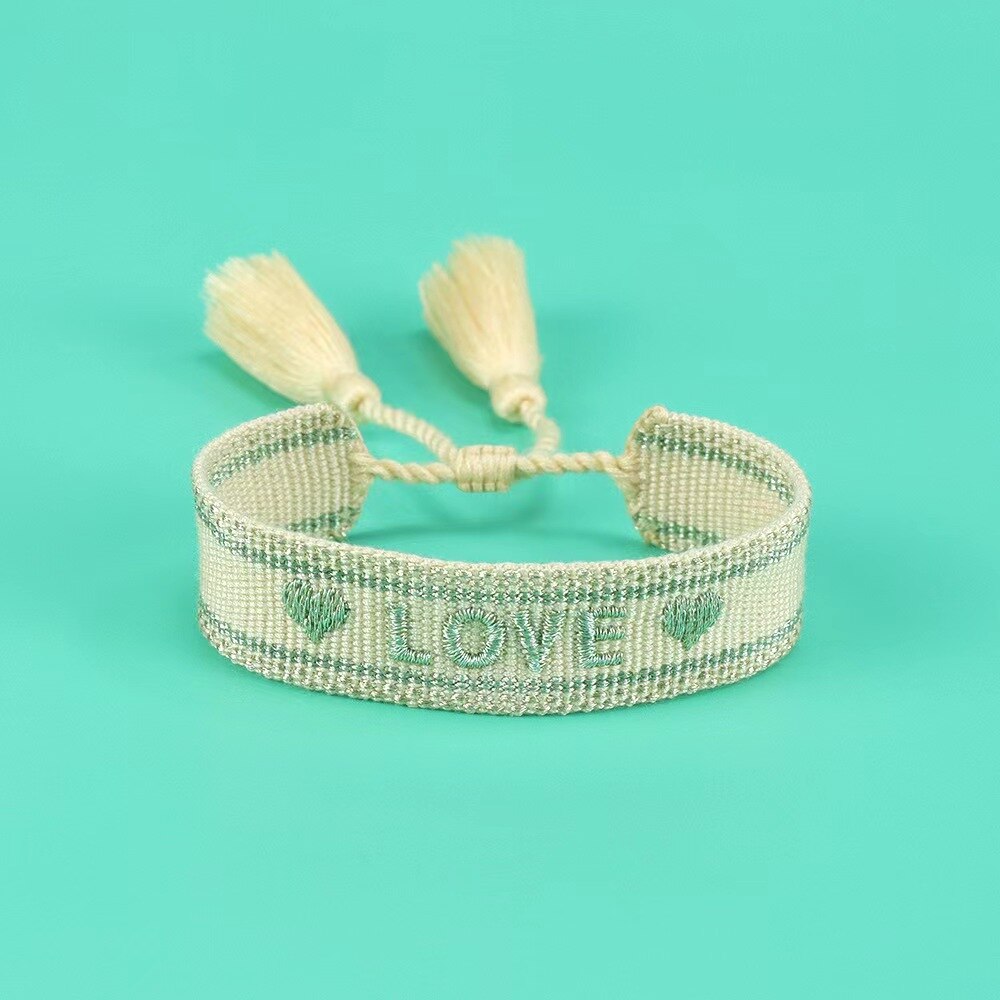 Bordado bordado borla pulseira manual da mulher corda ajustável tecido pulseira amizade nacional jóias presente atacado: 138