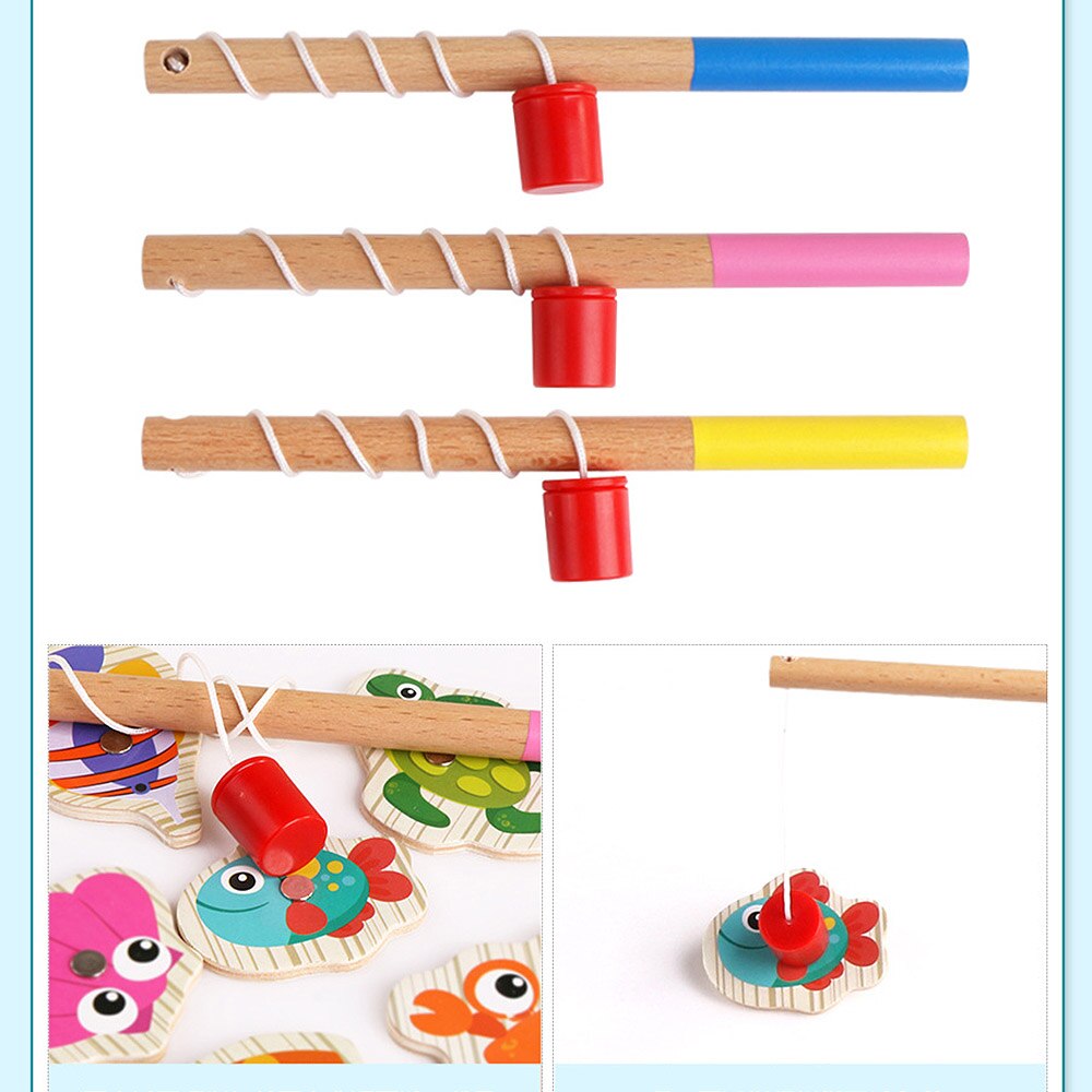 Magnetic Fishing Educational Fishing Game Wooden Toy Child Baby Birthday Parent Chiid Interaction Funny Fishing Toy