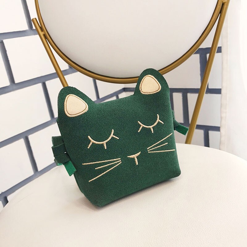 Cute PU Leather Kids Coin Purse Rabbit Bowknot Mini Messenger Bag Handbag Children Crossbody Bag for Girl Shoulder Bags: Green