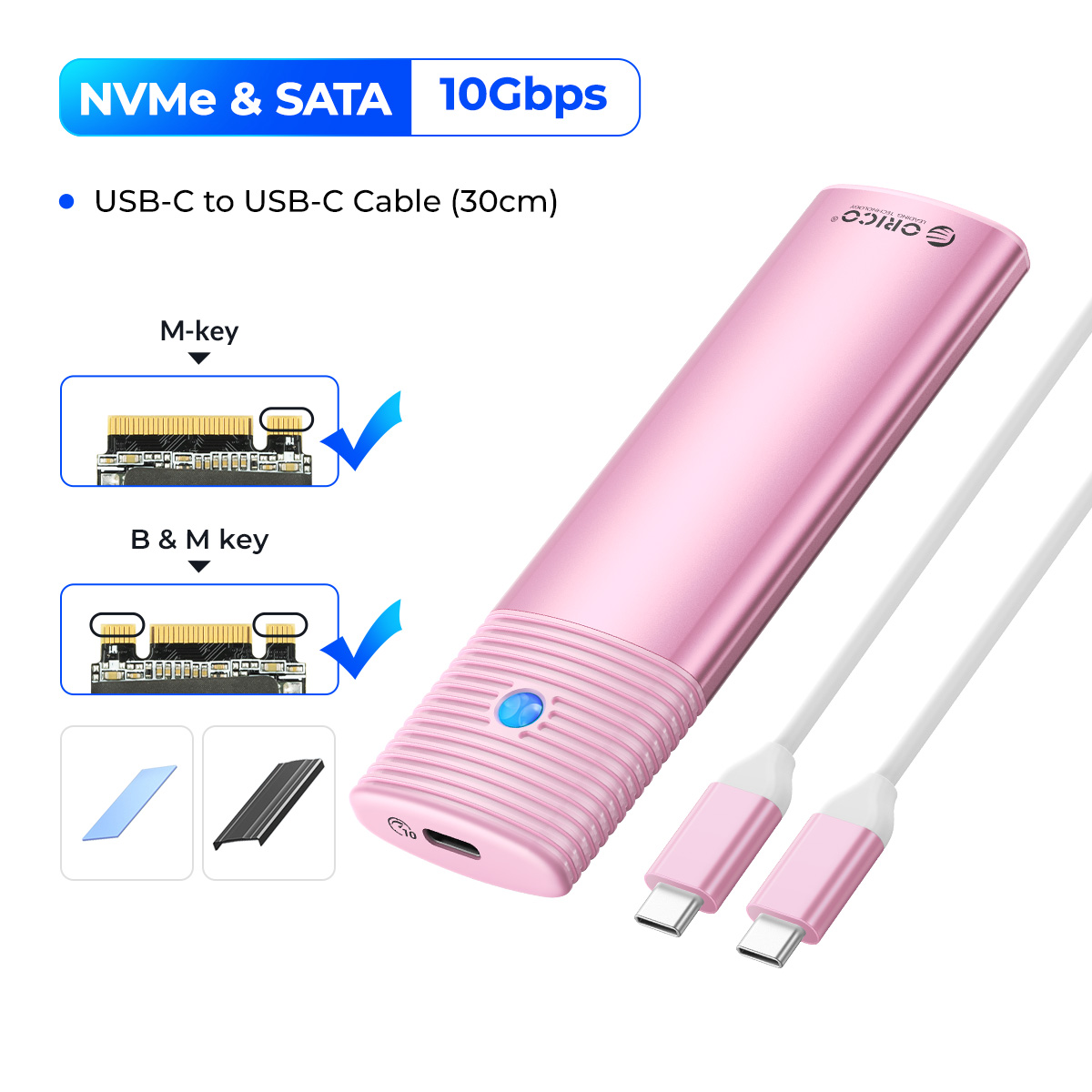 Obudowa ORICO M2 NVMe SSD 10Gbps PCIe M.2 NVMe SATA SSD Przenośna obudowa USB C 3.2Gen2 Bez narzędzi Zewnętrzny adapter z metalowym radiatorem: armijna zieleń