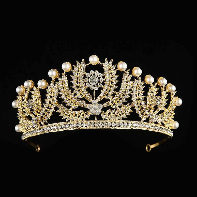 European and American style golden baroque bridal crown tiara rhinestone hair accessories princess crown wedding dress accessori: 1