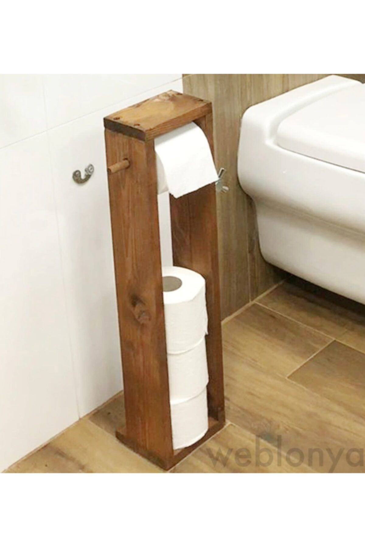 DEKAZIA® toiletrolhouder Mangohout wit | wc rolhouder wit| toiletrolhouder | badkamer accessoires | Wc-papierhouder hout | toiletpapierhouder zonder boren hout