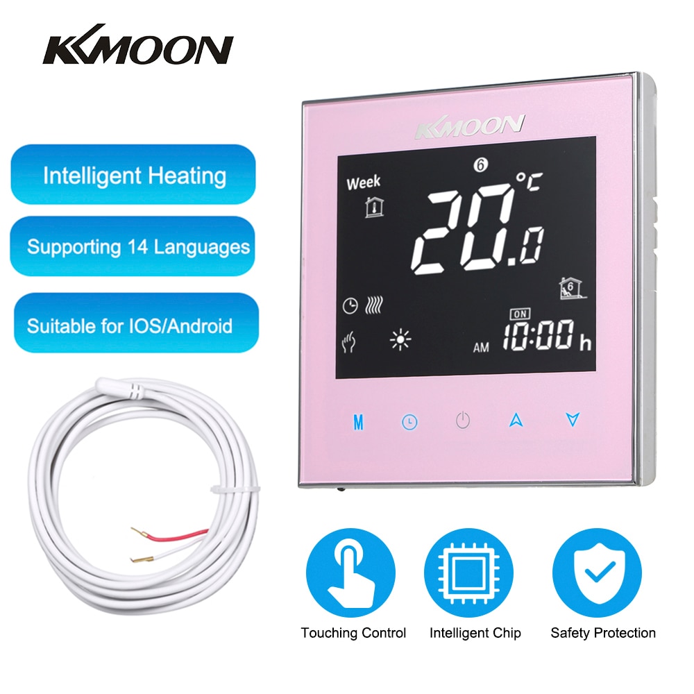 Kkmoon digital gulvvarme termostat til elvarmesystem gulvluftsensor wifi hjem stuetemperatur controller