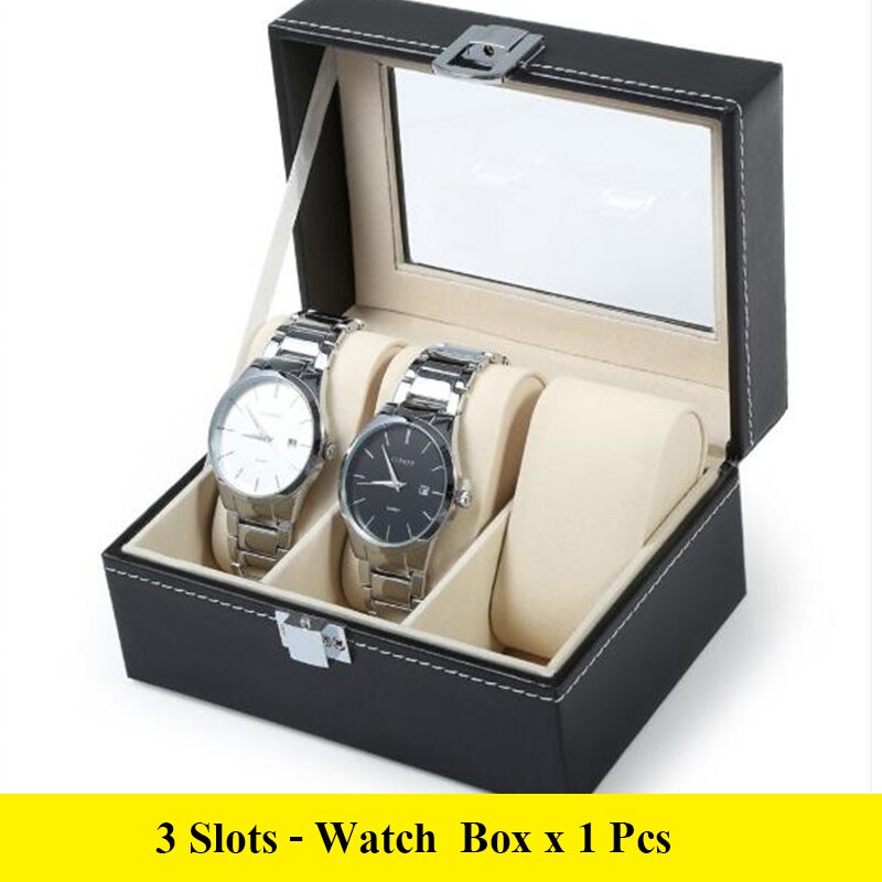1/2/3/5/6 Grids Watch Box PU Leather Watch Case Holder Organizer Storage Box for Quartz Watches Jewelry Boxes Display Best: 3 Slot