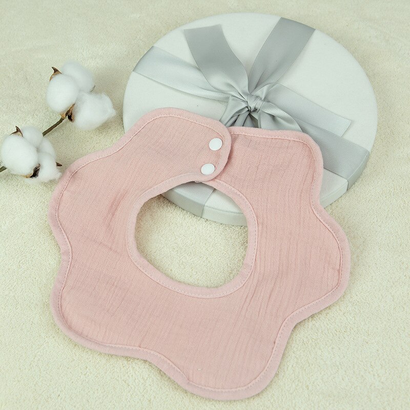 Baby Petal Bib Newborn Absorbent Cotton Saliva Towel Infant Boy Girl Feeding Burp Cloth Bandana Scarf Toddler 360 Rotate Bibs: Roze