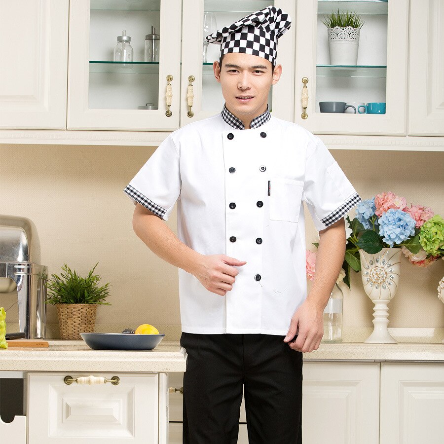 Summer Chef Jacket Restaurant Kitchen Chef Uniform Short Sleeved Clothes Hotel Restaurant Dining Room Clothes B-6078