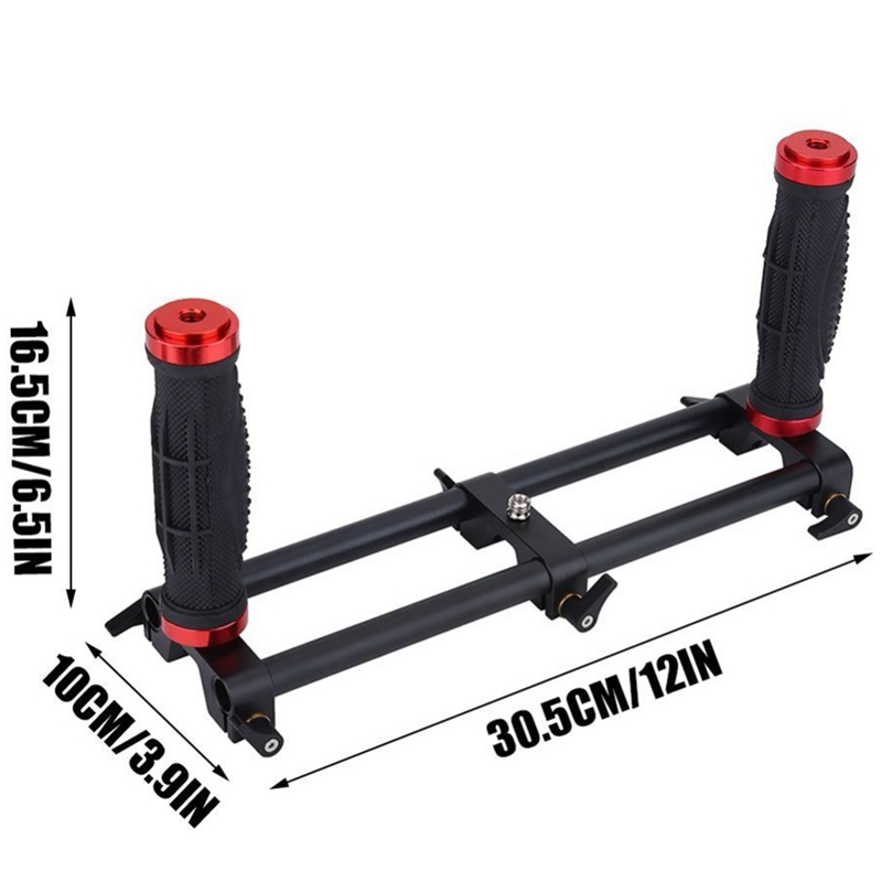 Dual Handgrip Bracket Kit - 30.5x10x16.5cm - for DSLR Camera Gimbal Stabilizer - 1/4 Screw Mount