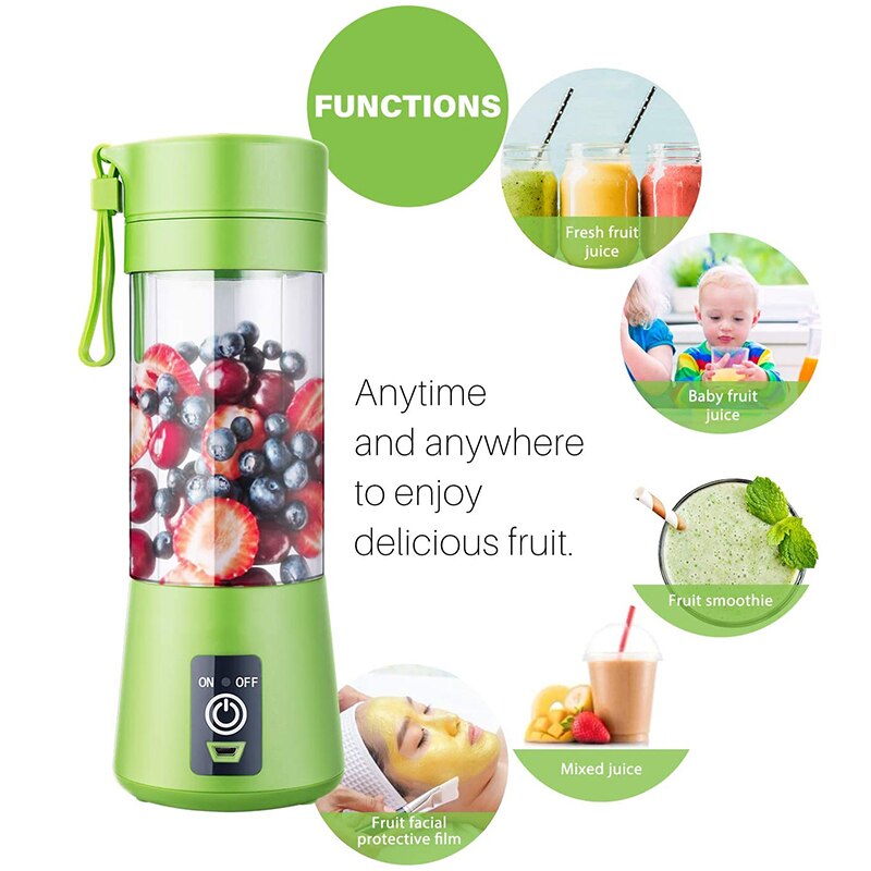 Elektrisk fruktjuicer usb uppladdningsbar handhållen smoothie maker mixer omrörning mini juice grönsakspressare milkshake mixer