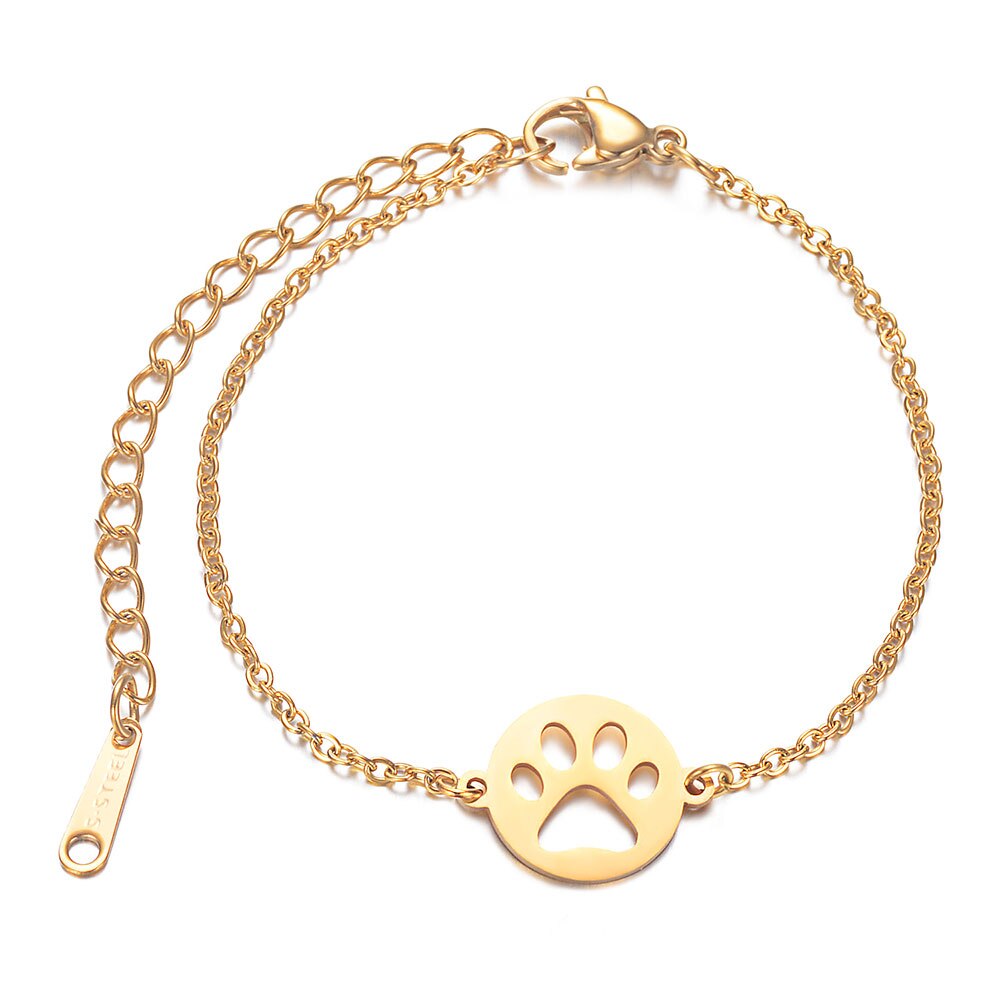 Rvs Hond Pet Poot Charm Armband Voor Vrouwen Dainty Sieraden Armband Nooit Aantasten: Gold Filled