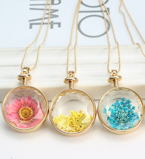 Runde Blume Bunte Halskette Anhänger Elegante Frauen Schmuck Mädchen Kette FDLYJ