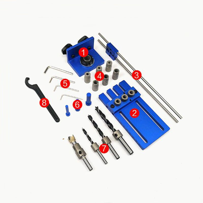 Woodworking tool,DIY Woodworking Joinery High Precision Dowel Jigs Kit,3 in 1 Drilling locator,08450A drilling guide kit