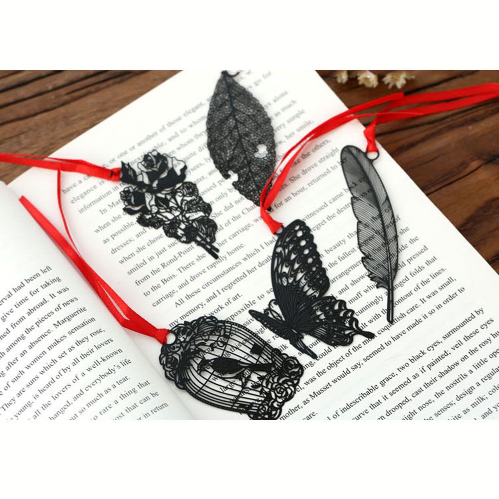 Cute Kawaii Black Butterfly Feather Metal Bookmark for Book Paper Items Lovely Korean Stationery DIY Package