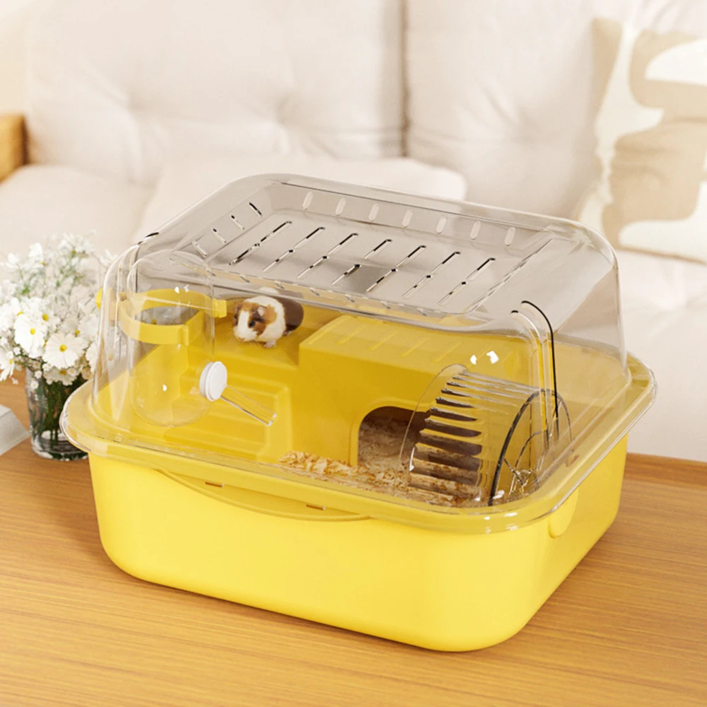 Hamster Cage with Water Bottle - Small Animal Habitat for Mice, Guinea Pigs - Plastic