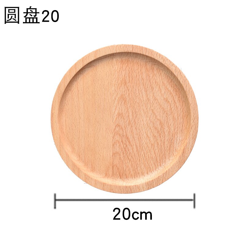 Beech Wood Cake Dishes Home Hotel School Dessert Serving Tray Wood Sushi Bread Plate Dinnerware Round/Square Wood Plate: Round Shape 20CM