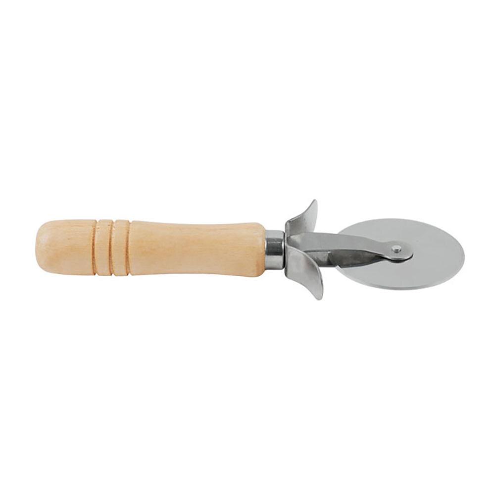 Pizza Cutter Rvs Pizza Enkel Wiel Houten Handvat Cut Gereedschap Huishoudelijke Keuken Pizza Mes Voor Wafel Taart Tools D25