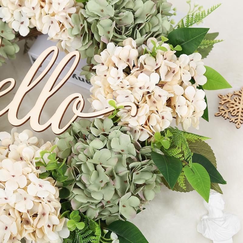 22 tuuman vihreä hortensia seppele etuovi seppele kevät seppele käsintehty hello wreath kodin koristelu