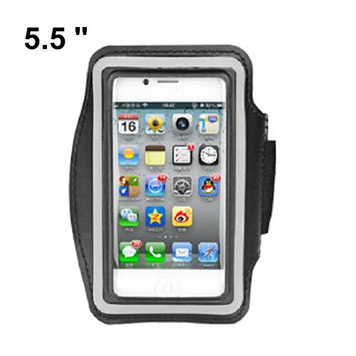 Nylon Sport Armband voor hardlopen smartphone Case Waterdicht 5.5 inch Telefoon Tas met Armband voor iPhone 5 s/6 /6 Plus Samsung S4/S5: Black 5 5 inch