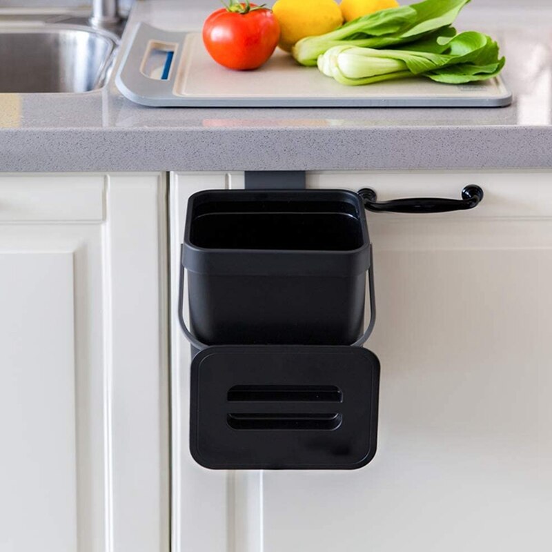 Cubo de Compost de cocina para encimera o debajo del fregadero compostaje, bote de basura para el hogar Ndoor con tapa hermética extraíble