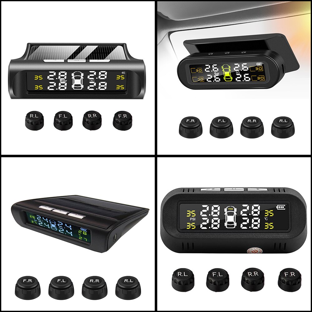 Sensor de presión de neumáticos TPMS para coche, carga Solar USB, sistema de monitoreo Psi, herramienta de alarma de seguridad para neumáticos, sensores de presión para neumáticos en tiempo Real presion neumaticos