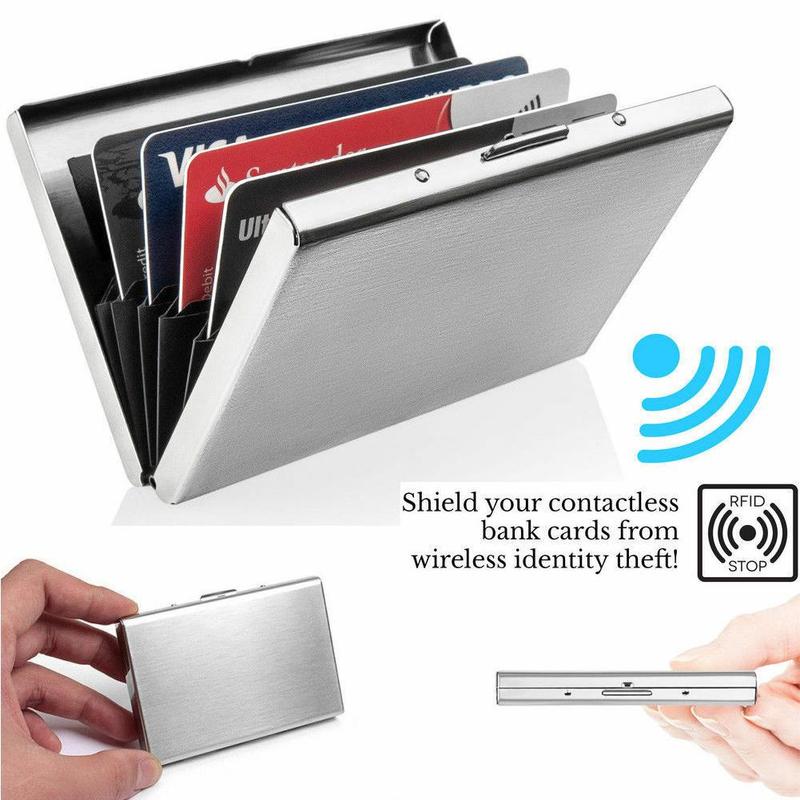 1 Pc Stainless Steel Credit Card Holder Slim Anti-scan Rfid Protect Travel Id Cardholder Business Card Pack Metal Sleeve