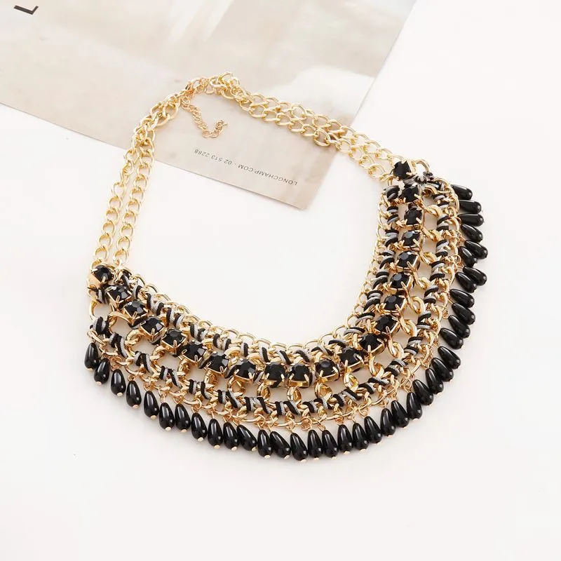 ChimFashion-Collier de perles ethniques pour femme, tour de cou bohème, pompon en cristal, travail manuel, maxi colliers de la présidence, bijoux chauds